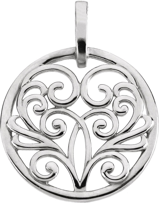 14K White Filigree Pendant