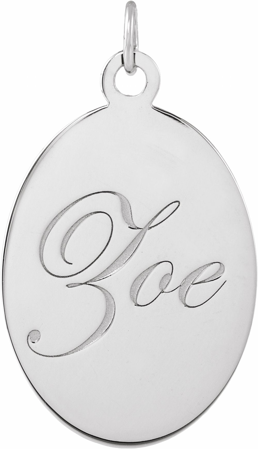 10K White Gold Engravable Oval Disc Pendant