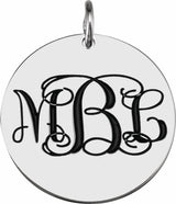 14K White Gold 9.5 mm Engravable Round Disc Pendant