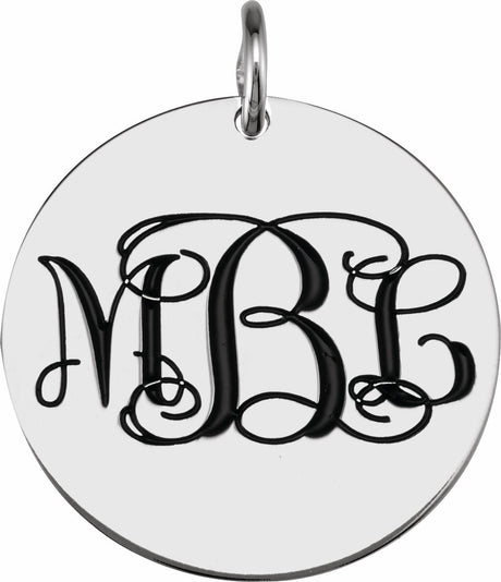 14K White Gold 9.5 mm Engravable Round Disc Pendant