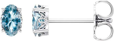 14K White Gold Natural Sky Blue Topaz Earrings