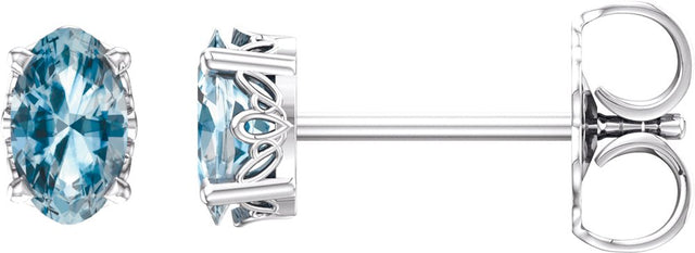 14K White Gold Natural Sky Blue Topaz Earrings