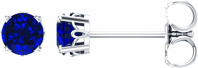 14K White Gold Lab-Grown Sapphire 4-Prong Scroll Setting® Stud Earrings