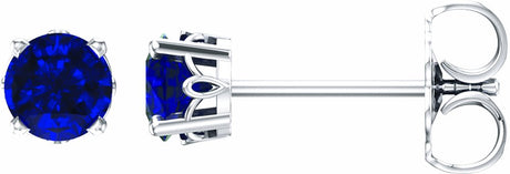 14K White Gold Lab-Grown Blue Sapphire Scroll Setting® Stud Earrings