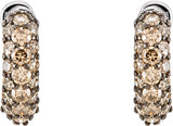 14K White 5/8 CTW Natural Brown Diamond 11 mm Hoop Earrings