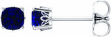 14K White Gold 4x4 mm Cushion Lab-Grown Blue Sapphire Earrings