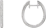 14K White Gold 1/4 CTW Natural Diamond Inside-Outside 20.8 mm Hoop Earrings