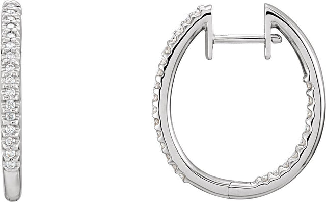 14K White Gold 1/4 CTW Natural Diamond Inside-Outside 20.8 mm Hoop Earrings