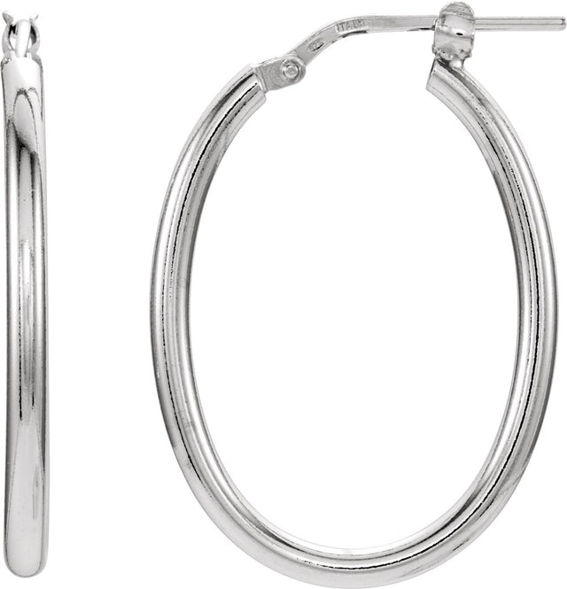 Sterling Silver 28x22 mm Tube Hoop Earrings