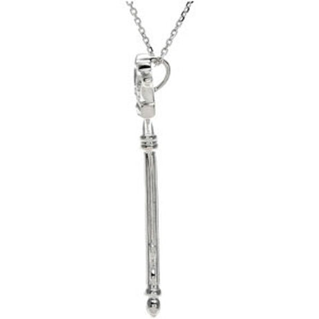 Sterling Silver 1/10 CTW Natural Diamond Crown Key 18" Necklace