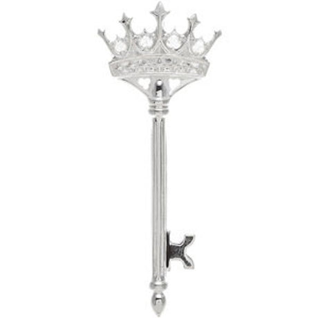 Sterling Silver 1/10 CTW Natural Diamond Crown Key Pendant