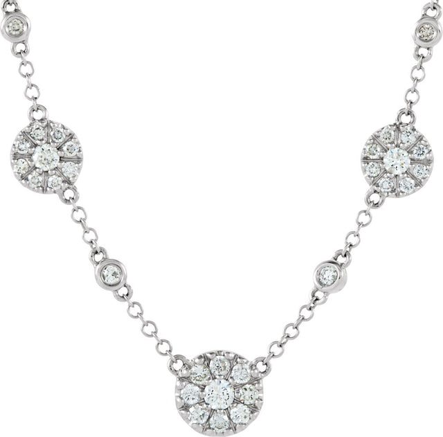 14K White Gold 1/2 CTW Natural Diamond Station 18" Necklace