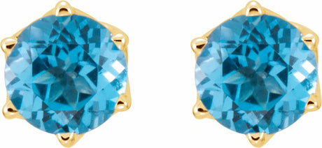 14K Yellow Natural Swiss Blue Topaz Earrings