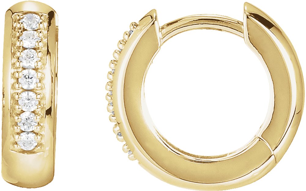 14K Yellow Gold 1/8 CTW Natural Diamond 12.6 mm Huggie Earrings