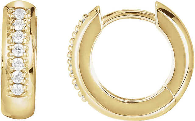 14K Yellow Gold 1/8 CTW Natural Diamond 12.6 mm Huggie Earrings