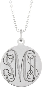 14K White Gold Engravable Round Disc 18" Necklace
