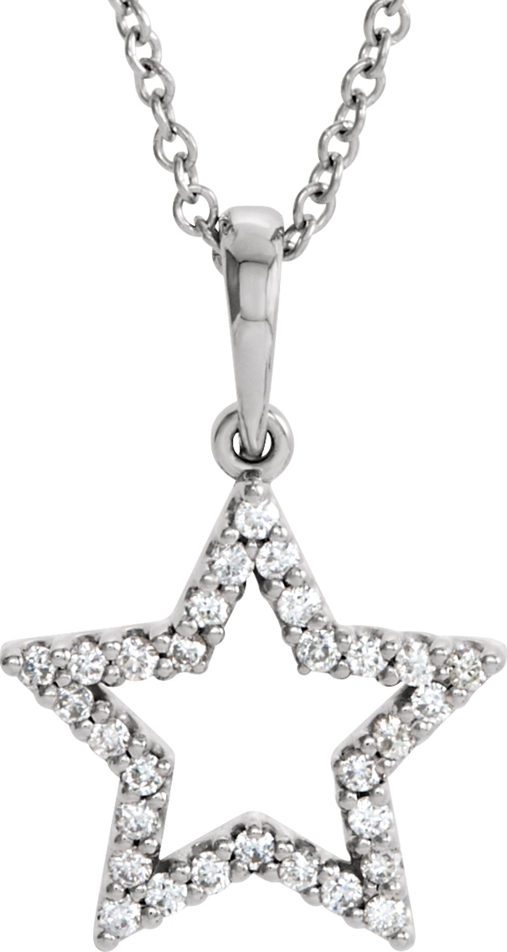 14K White 1/8 CTW Diamond Petite Star 16" Necklace