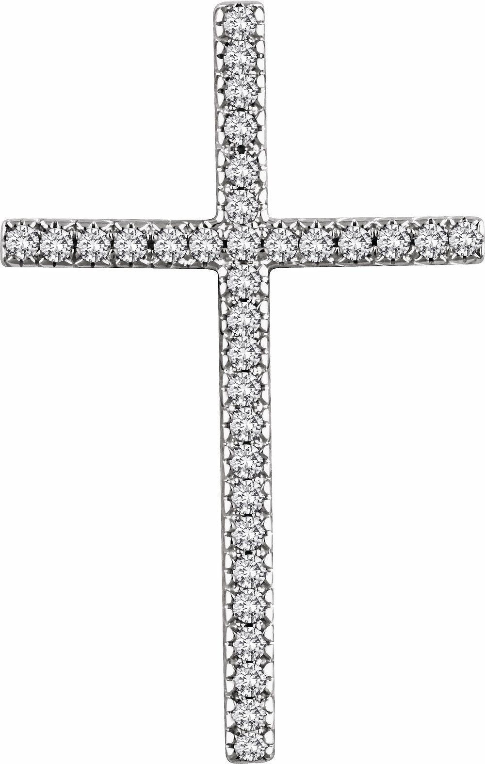 14K White 1/2 CTW Natural Diamond Cross Pendant