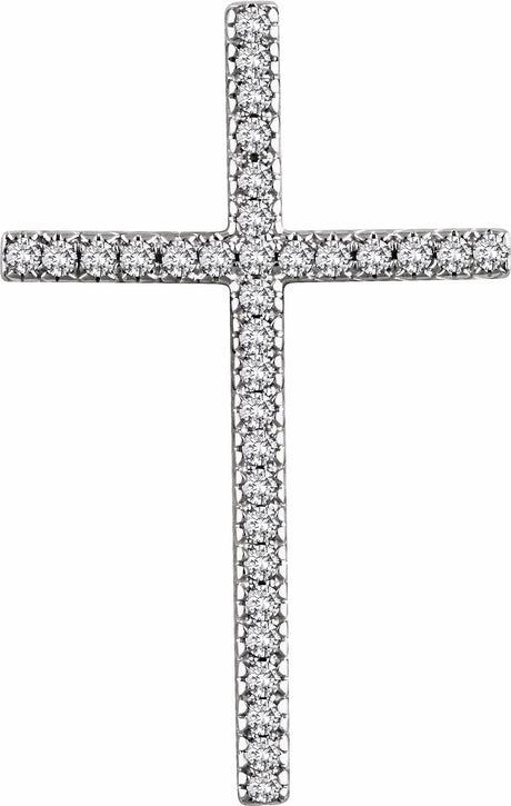 14K White 1/2 CTW Natural Diamond Cross Pendant