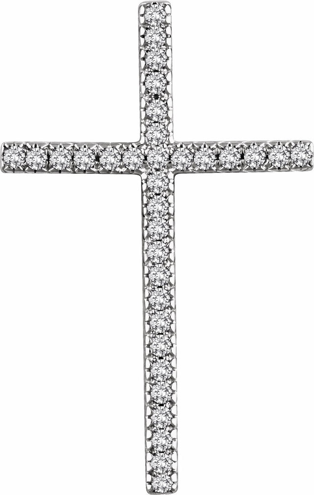 14K White 1/2 CTW Natural Diamond Cross Pendant