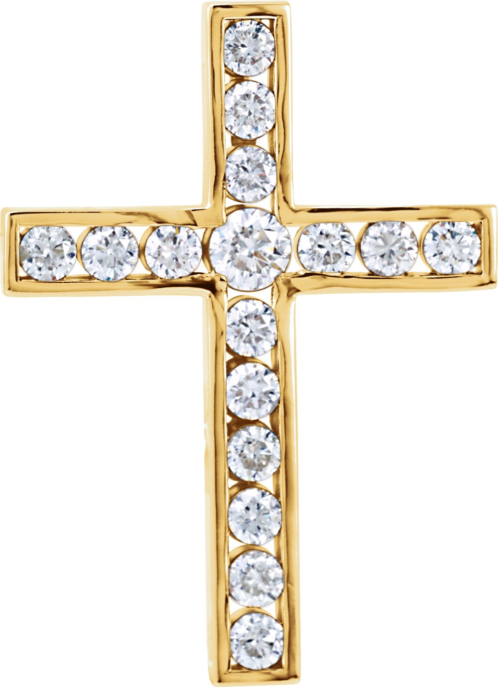 14K Yellow 3/4 CTW Natural Diamond Cross Pendant