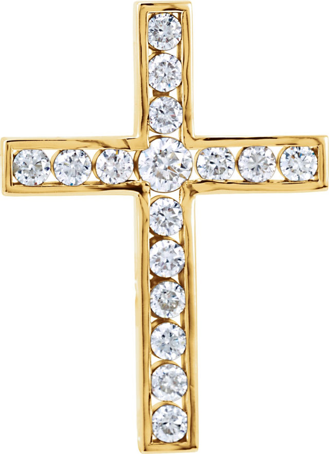 14K Yellow 3/4 CTW Natural Diamond Cross Pendant