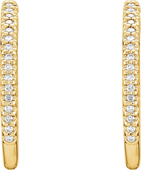 14K Yellow Gold 1/4 CTW Natural Diamond Inside-Outside 20.8 mm Hoop Earrings