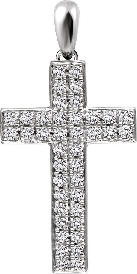 14K White 1/3 CTW Natural Diamond Cross Pendant