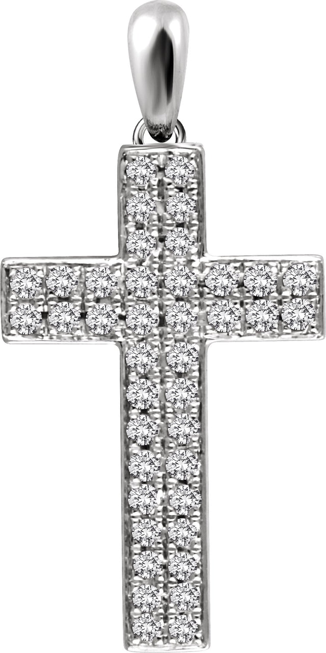 14K White Gold 1/3 CTW Natural Diamond Cross Pendant