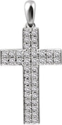 14K White Gold 1/3 CTW Natural Diamond Cross Pendant