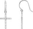 14K White 1/2 CTW Natural Diamond Cross Earrings