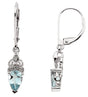 14K White Natural Aquamarine & .04 CTW Natural Diamond Earrings