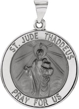 14K White 18 mm Hollow Round St. Jude Medal