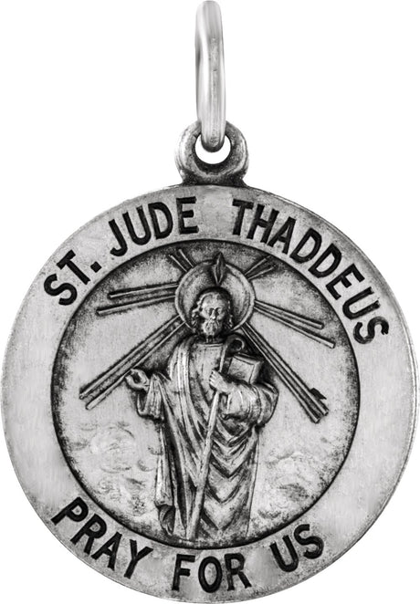 Sterling Silver 18 mm Round St. Jude Thaddeus Medal Only