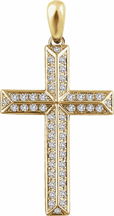 14K Yellow 1/2 CTW Natural Diamond Cross Pendant