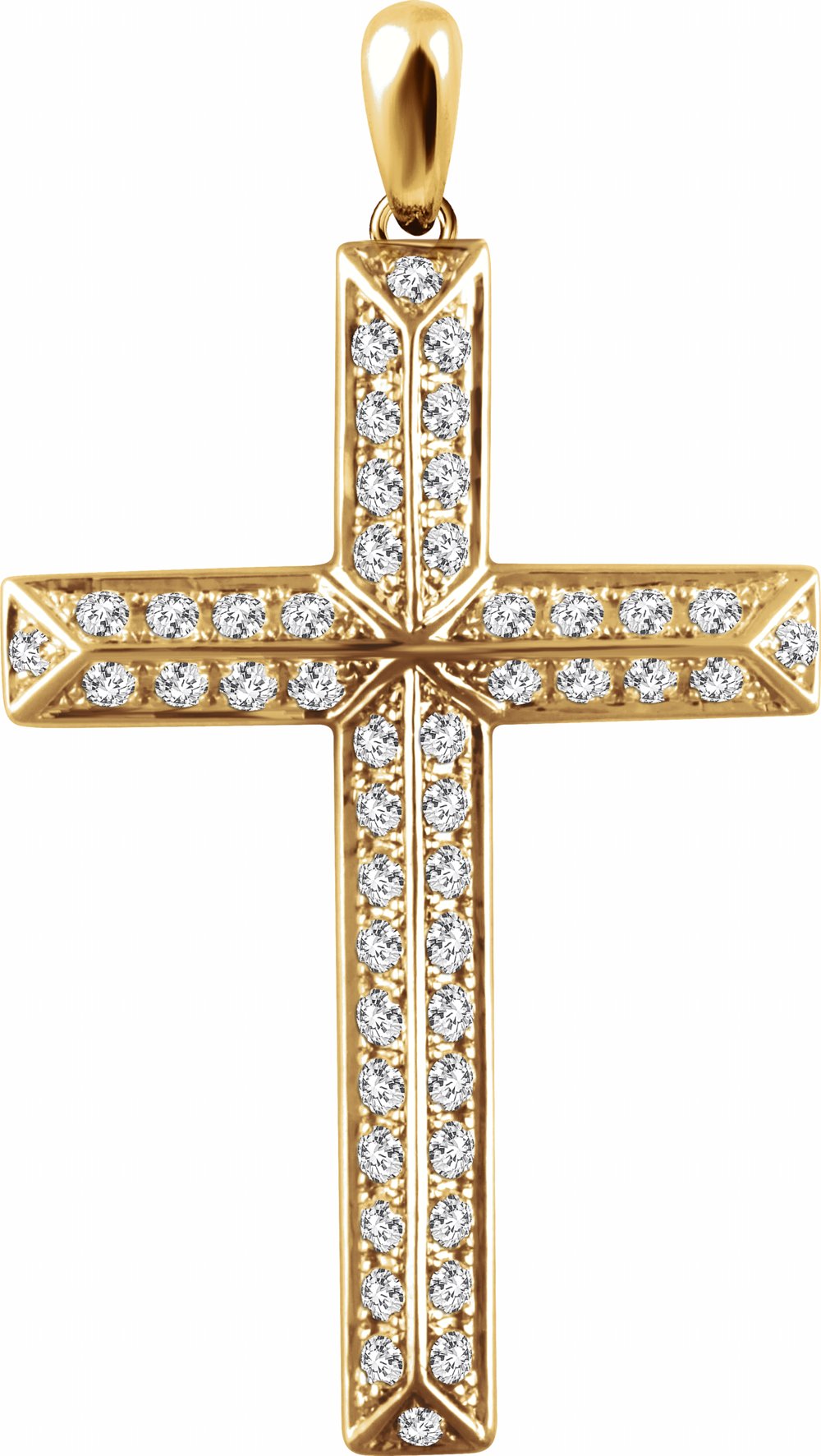 14K Yellow 3/4 CTW Natural Diamond Cross Pendant