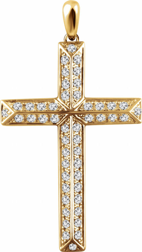 14K Yellow 3/4 CTW Natural Diamond Cross Pendant