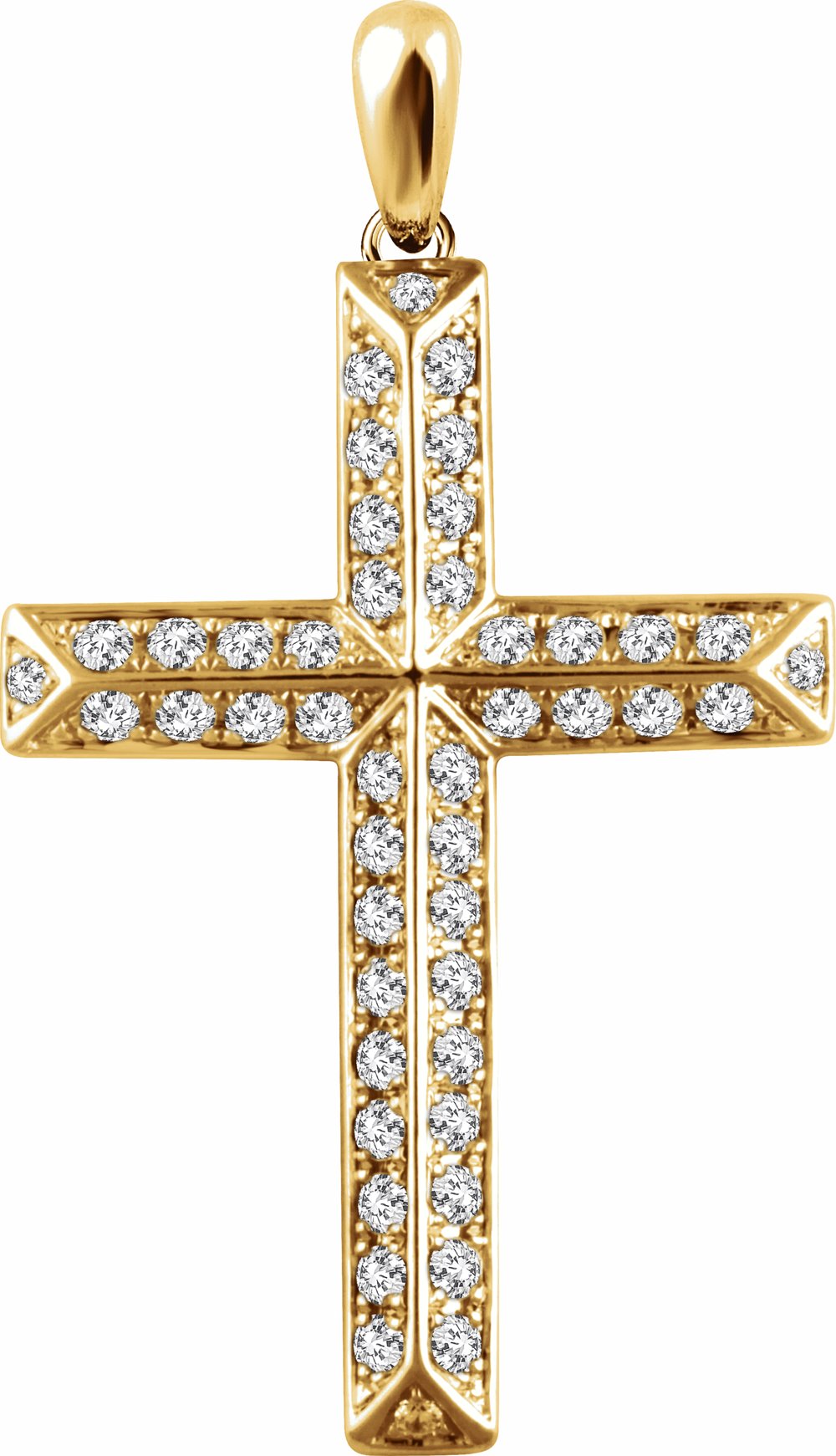 14K Yellow 1 CTW Natural Diamond Cross Pendant