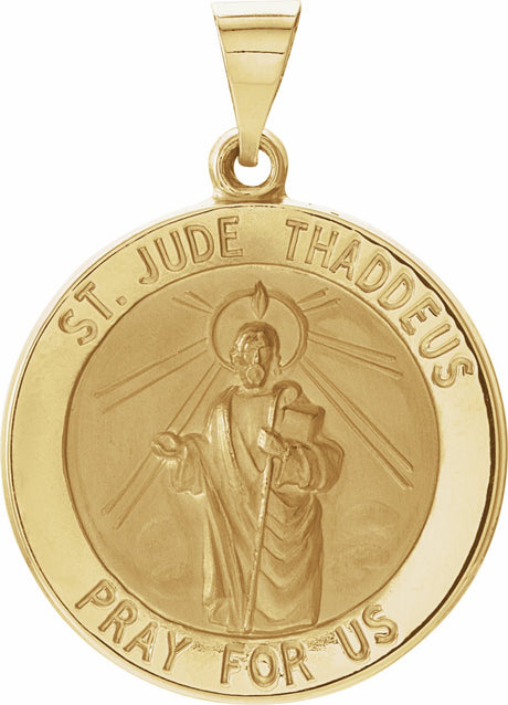 14K Yellow 22 mm Hollow Round St. Jude Medal