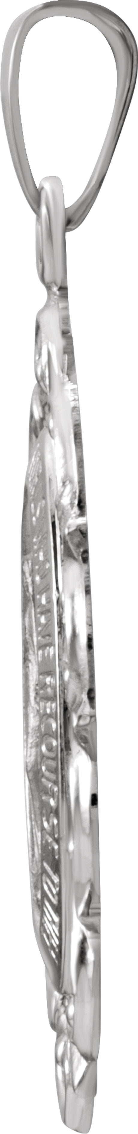 14K White Gold 25x18 mm Oval Filigree Miraculous Medal