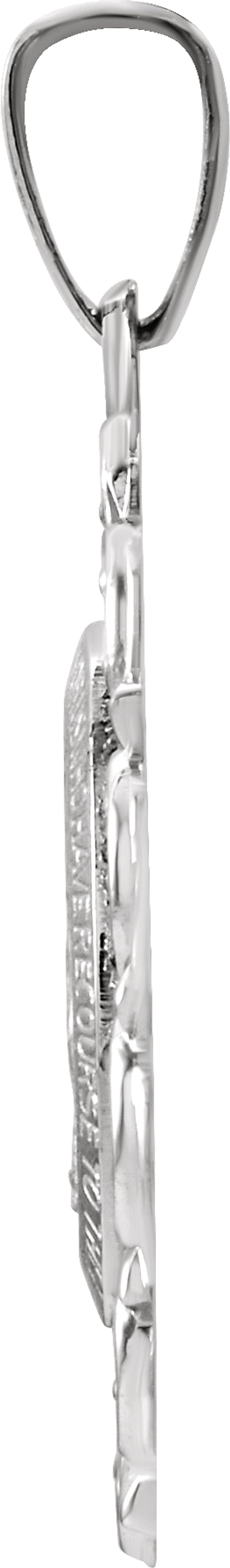 14K White Gold 22x16 mm Oval Filigree Miraculous Medal