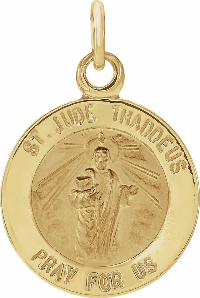 14K Yellow 12 mm Round St. Jude Thaddeus Medal