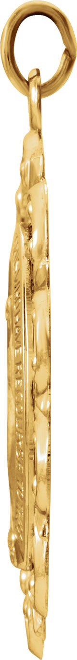 14K Yellow Gold 22x16 mm Oval Filigree Miraculous Medal