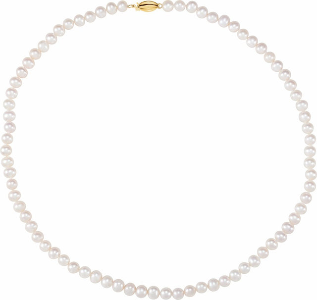 14K Yellow Gold Panache® Cultured White Freshwater Pearl 18" Necklace