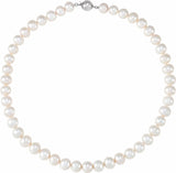 Sterling Silver Cultured White Freshwater Pearl 18" Necklace