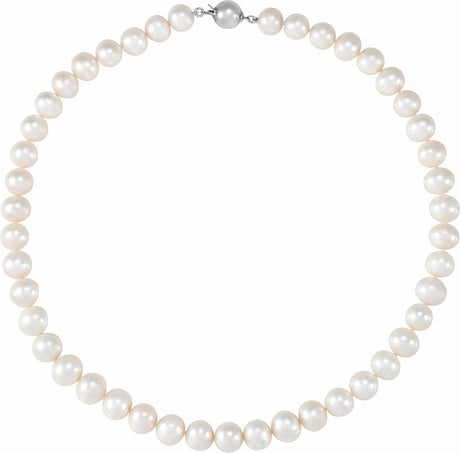 Sterling Silver Cultured White Freshwater Pearl 18" Necklace