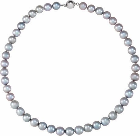 Sterling Silver Cultured Gray Freshwater Pearl 18" Strand