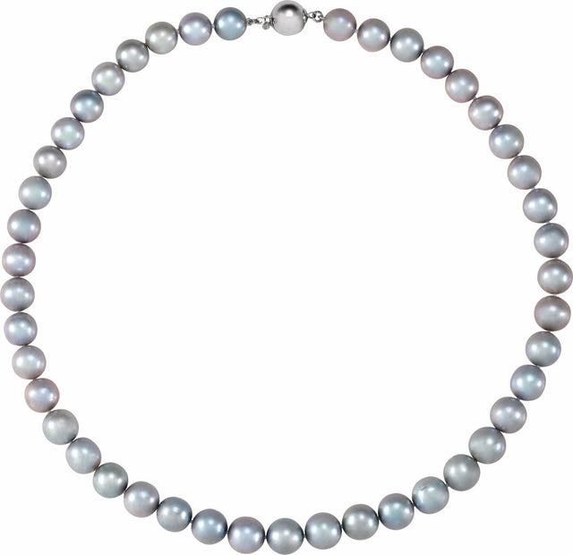 Sterling Silver Cultured Gray Freshwater Pearl 18" Strand