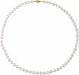 14K Yellow Cultured White Akoya Pearl 18" Necklace