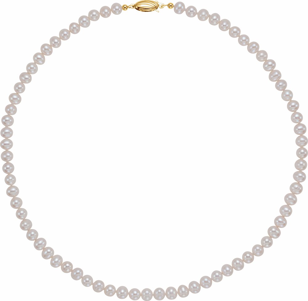 14K Yellow Gold Panache® Cultured White Freshwater Pearl 18" Necklace